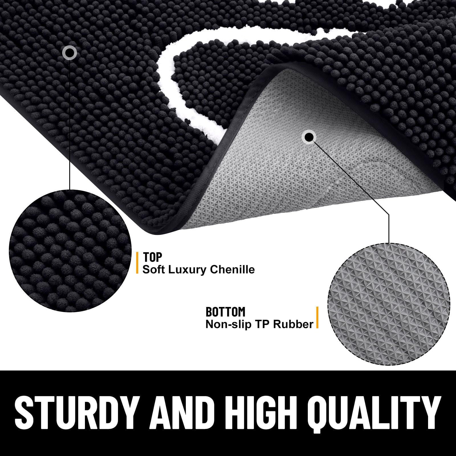 Buganda Dog Door Mats for Muddy Paws, Washable Dirt Trapper Front Door Rugs, Non-Slip Absorbent Chenille Indoor Doormats(30"x20", Black)