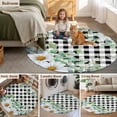 thumbnail image 6 of Spring Floral Round Area Rug 4ft, Daisy Eucalyptus Leaves Black White Plaid Washable Non-Slip Circle Rugs for Bedroom Living Room Kitchen, Soft Non Shedding Circle Carpet for Dining Room Dorm, 6 of 9