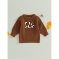 thumbnail image 2 of Bagilaanoe Toddler Baby Girl Knitted Sweater Long Sleeve Letter Embroidery Pullover 6M 12M 24M 3T 4T 5T 6T Kids Warm Jumpers Tops Fall Loose Knitwear, 2 of 8