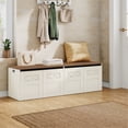 thumbnail image 3 of Hzuaneri 59" Extra Large Storage Bench, Wooden Storage Chest with 2 Safety Hinge, 70.8 Gal Capacity, Large Toy Chest for Entryway, Living Room, Bedroom, Retro White, 3 of 9