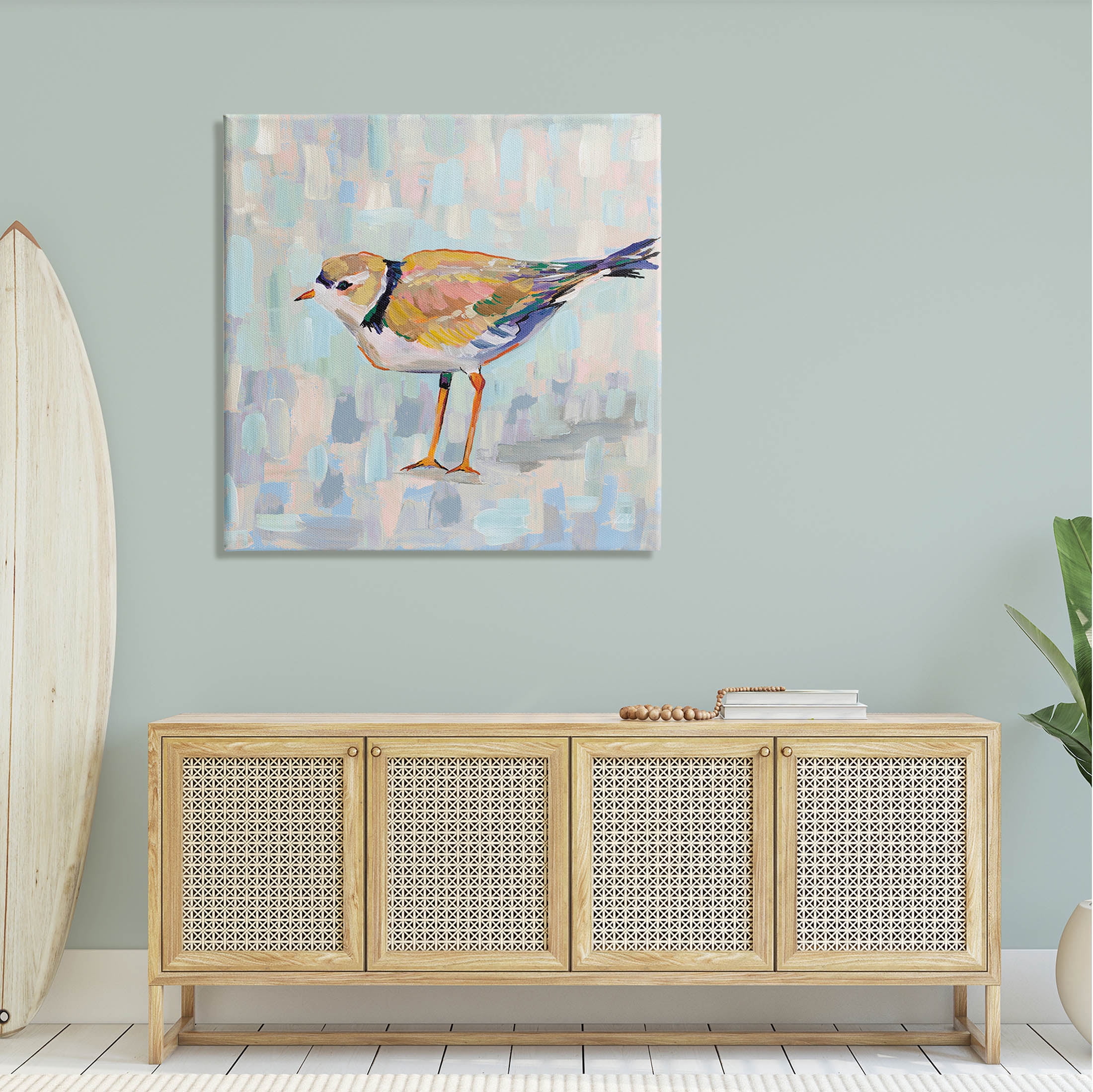 Stupell Industries Coastal Plover Abstract Patchwork Bird Painting Gallery Wrapped Canvas Print Wall Art, Design by Jeanette Vertentes
