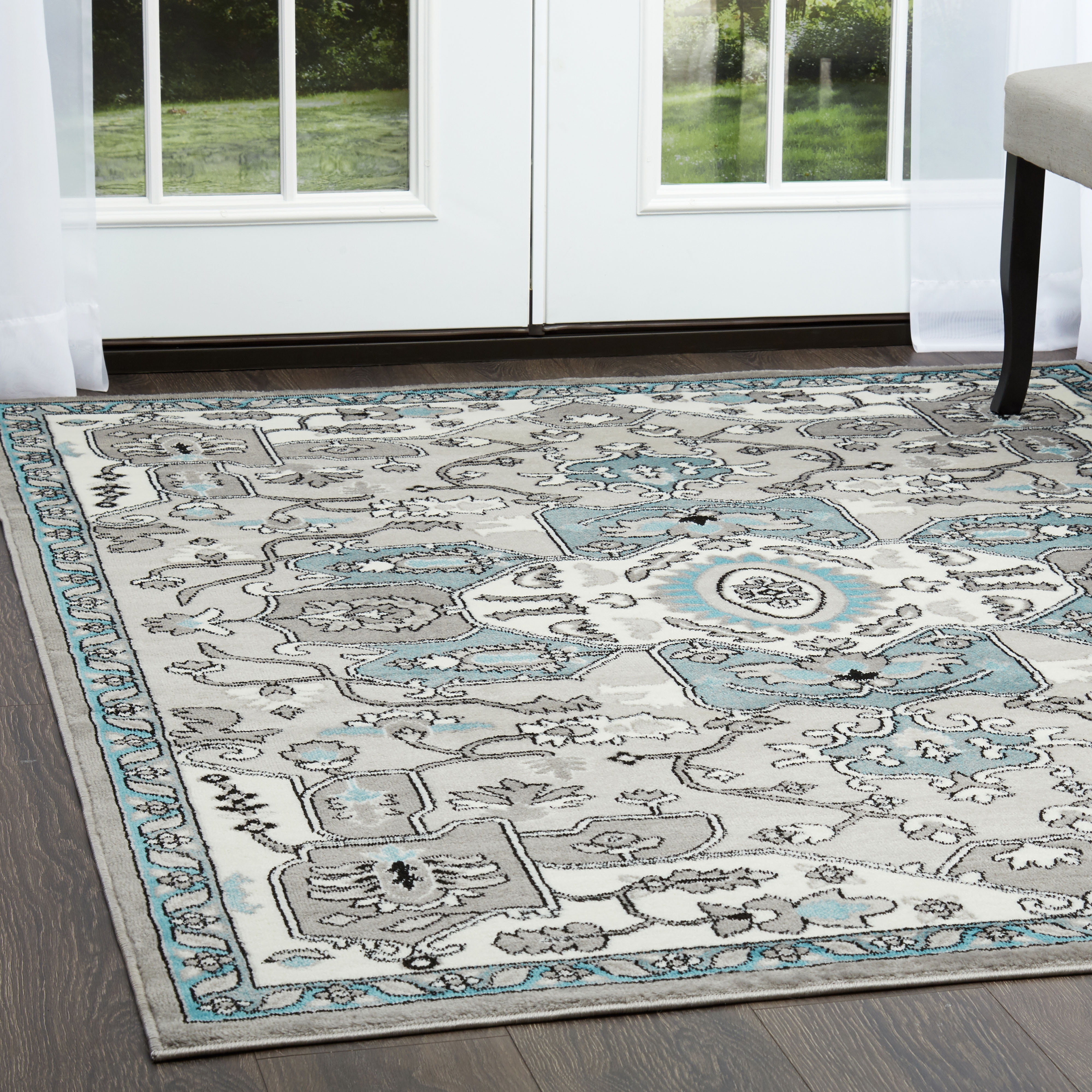 Boho Teal Rustic Area Rug