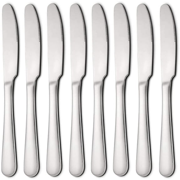 Butter-Knives-Set of 8 Dinner-Knifes Butter-Spreader Stainless-Steel Flatware Table-Knife for Dessert and Steak 9.2''
