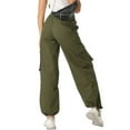 thumbnail image 5 of LWavelet Durable Fabric Cargo Wide Leg Pants Women Daily Casual Wear Army Green L, 5 of 5