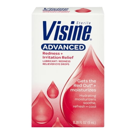 (4 pack) (4 Pack) Visine Advanced Relief Lubricant/Redness Reliever Eye Drops, .28 oz