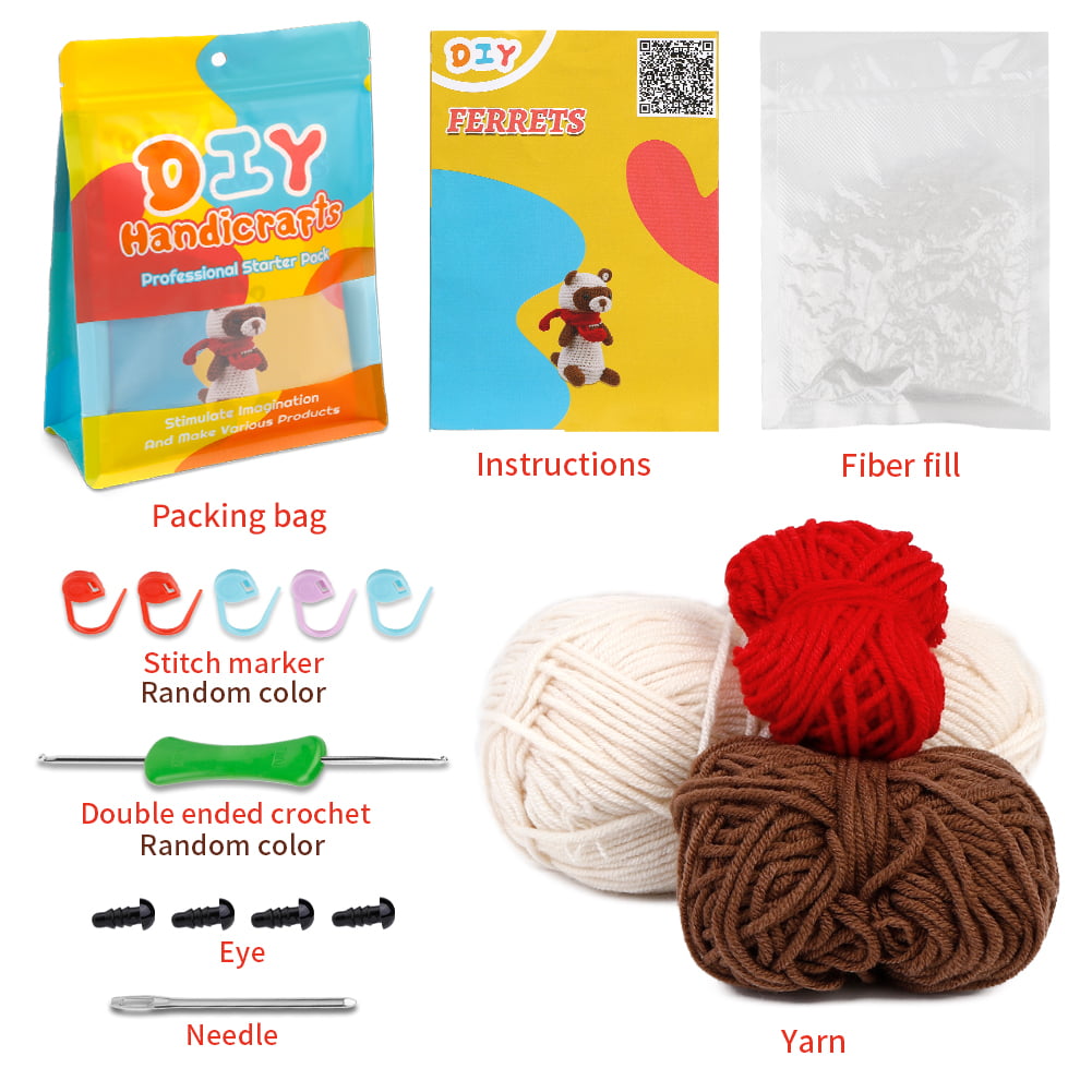 Crochet Kit for Beginners, Crochet Animal Kit, Crochet Starter  Kit with Yarn, Polyester Fiber, Crochet Hooks, Step-by-Step Instructions  Video, Knitting Kit for Beginner DIY Craft Art (Hedgehog) : Everything Else
