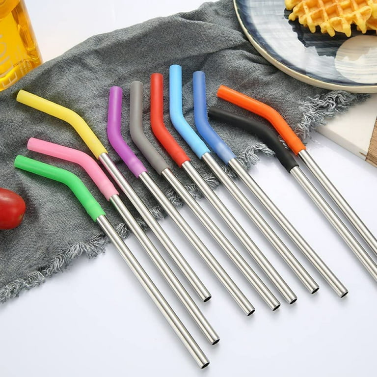 10 Pack Metal Straw Covers, Silicone Tips for .25 Wide Regular Stainless  Steel Metal Straws (Assorted Colors) 
