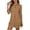 Brown, variant on Women's Shirt Dress, Long Sleeve Button Down Casual Dress with Drawstring, 1PC, S-XXL