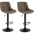 thumbnail image 1 of Furniture Swivel Bar Stools Set of 2, Bar Chairs Adjustable Height Bounded Leather Counter Height Barstools and Sturdy Metal Handel Kitchen Island Stool Black, 1 of 2