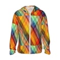 thumbnail image 1 of Balery Abstract Watercolors Tartan Sudadera ligera de manga larga con capucha y protección solar UPF 50+ para hombre y mujer, ideal para pesca y running-Medium, 1 of 7