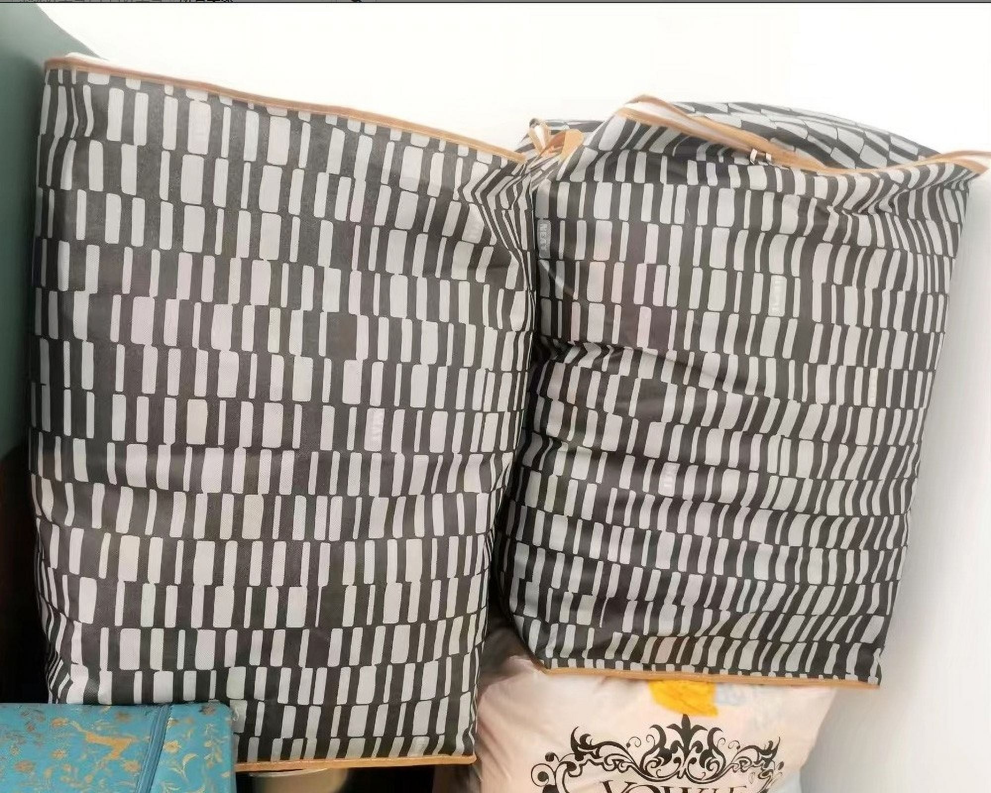 CSEONE Clearance 3Pcs L Storage Bins with Lids Non-woven Zipper Storage Bag Foldable Moving Quilt Storage Basket Travel Large-capacity Clothing Storage Bag Organizers for Pillows Blankets Storage