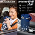 thumbnail image 5 of 30 Oz Tumbler Deep Blue and White Daisies Tumbler with Lid and Straw, Birthday Gift Cup for Friend Women Men Coffee Travel Mug Thanksgiving Day Halloween Christmas Gift Water Bottle, 5 of 7