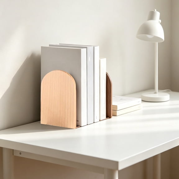 Wood Bookends,Non-Skid Bookend for Shelves,Heavy Duty Bookends,Book Stand for Books/CDs,1 Pair