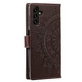 thumbnail image 3 of Wallet Case Compatible with Samsung Galaxy S24 PU Leather, Mandala Flower Floral Embossed Stand Feature with Wrist Strap and 3-Slots ID & Credit Cards Pocket Magnetic Clasps - Brown, 3 of 6