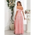 thumbnail image 4 of Beauty-Emily Women’s Glitter Square Neck A-Line Maxi Dress with Side Split, Elegant Evening Gown for Wedding, Party, Prom, Birthday & Formal Events, 4 of 7