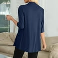 thumbnail image 4 of BiZtdJrK Women's 3/4 Sleeves Lightweight Open Front Cardigan Draped Ruffles Shawls Shrugs Kimono Jacket Beach Cover Ups Navy M Mother's Day Gifts, 4 of 9