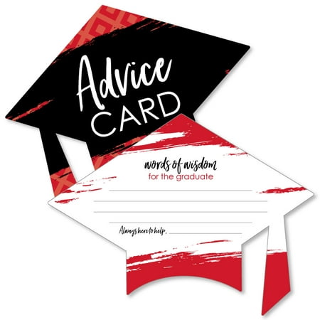 Red Grad – Best is Yet to Come – Red Grad Cap Wish Card Graduation Party Activities – Shaped Advice Cards Games – Set of