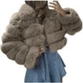 thumbnail image 2 of Women's 2024 Winter Coats Fleece Cropped Jacket Faux Fur Long Sleeve Shaggy Warm Outerwear for Women Crop Jacket, 2 of 5