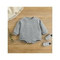 thumbnail image 2 of TSEXIEFOOFU Infant Baby Girls Boys Romper Solid Color Lattice Round Neck Long Sleeve Jumpsuits Autumn Winter One-Piece Clothes, 2 of 8
