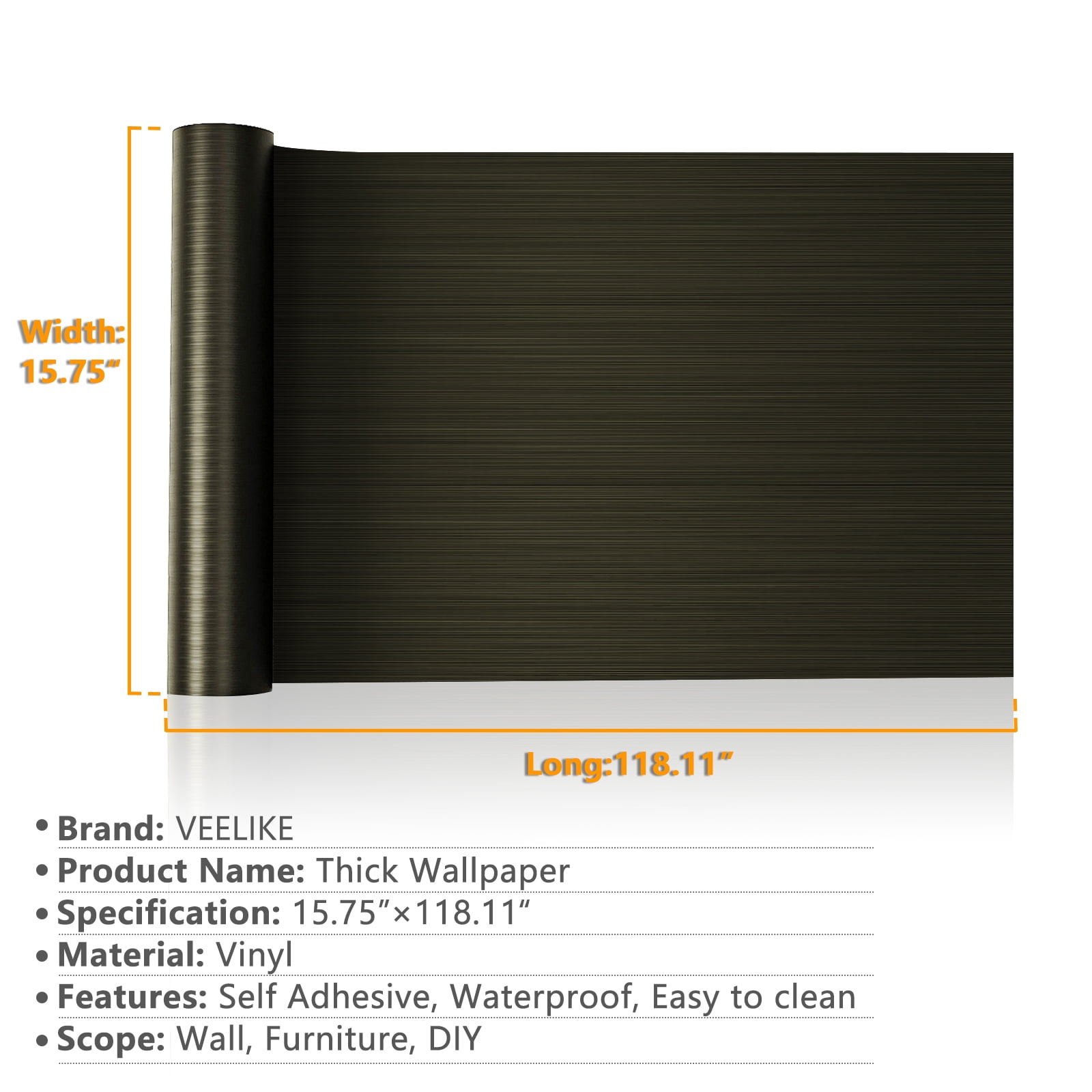 Veelike 15.74x118.11 Silver Stainless Steel Contact Paper Rust Resistance  Waterproof Removable Peel and Stick Wallpaper for