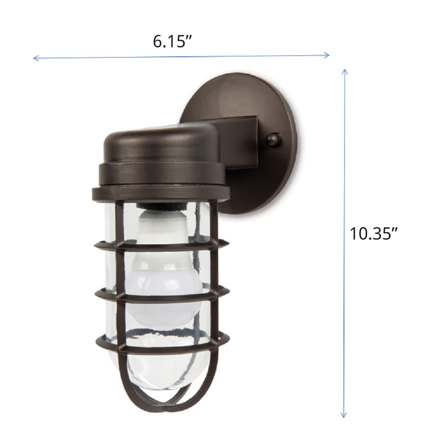 Better Homes & Gardens 10" Outdoor Wall Light, Bronze Metal Cage Jar Glass Shade, Bulb Not Included
