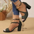 thumbnail image 4 of Strappy Heels for Women, Chunky Heels, Women High Heels, Dress Sandals Women, Women Classic Summer Open Toe Heeled Sandals Fashion Dress Shoe Comfort Walking Footwear Anti Slip Heels, Green 6, 4 of 5