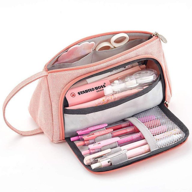 Estuche de lápices de gran capacidad, suministros escolares Kawaii, bolsa de almacenamiento para estudiantes, caja de bolígrafos grande, papelería
