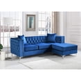 thumbnail image 4 of Paige 87 in. Blue Tufted Velvet Sectional with 2-Throw Pillows, 4 of 4