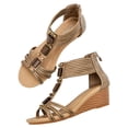 thumbnail image 3 of PULLIMORE Women Wedge Sandals Open Toe Casual Summer Roman High Heel Breathable Beach Sandals (Brown,Women 7-8), 3 of 11