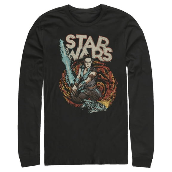 Men's Star Wars: The Rise of Skywalker Rey Retro Swirl  Long Sleeve Shirt Black X Large