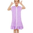thumbnail image 2 of XXWXYD Girls Hooded Terr𝗒 Cover Up Swimsuit Zipper Swim Dress Short Sleeve Ruffl𝖾 Beach Pool Summer Quick Dry Bathing Suit Swimwear, 2 of 5