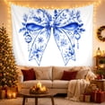 thumbnail image 3 of Blue Floral Ribbon Bow Tapestry, 3 of 7
