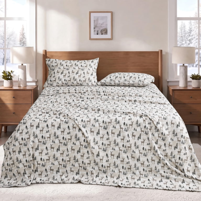 Regency Heights 3-Piece Twin XL Flannel Sheet Set, Winter Deer photo 6