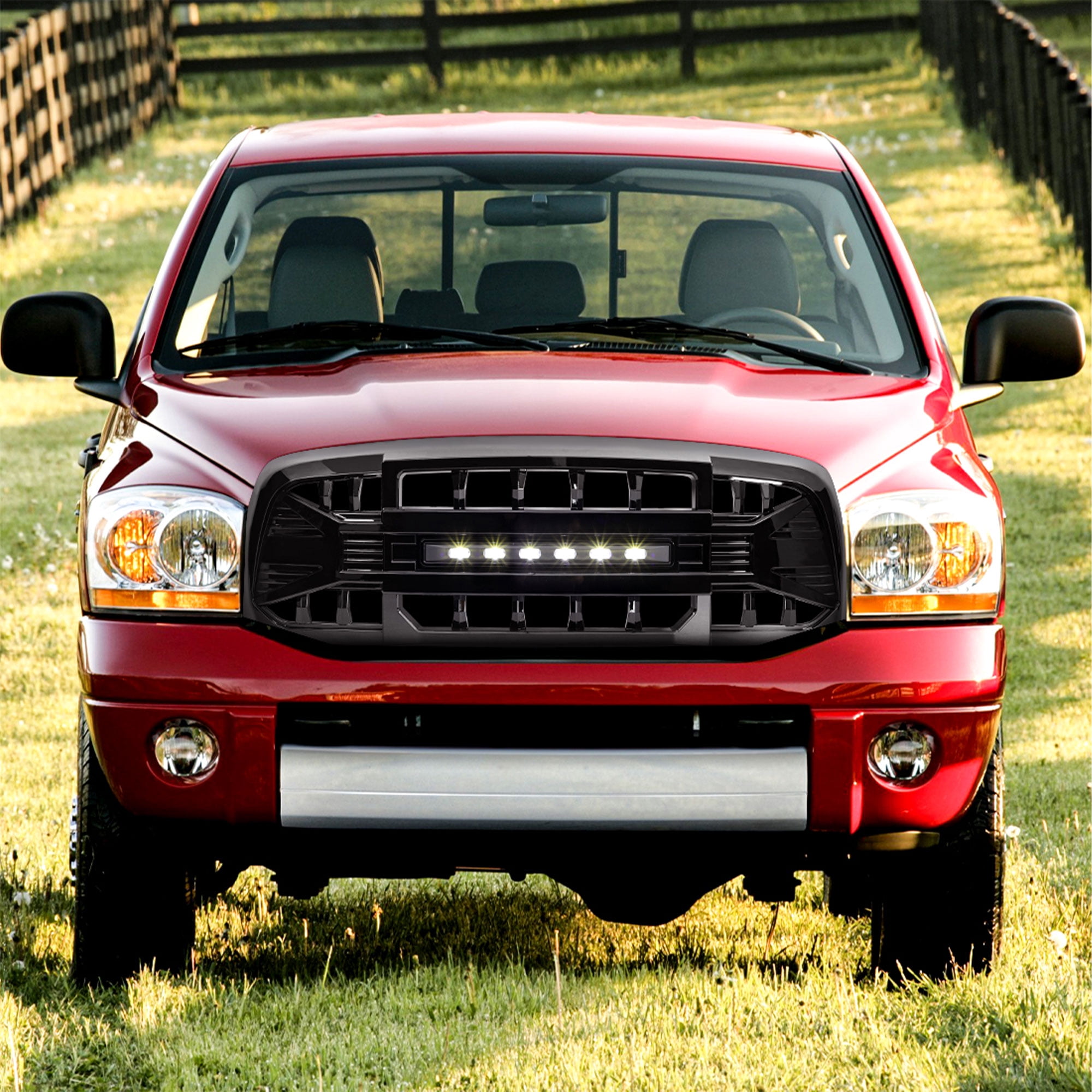 AMERICAN MODIFIED Armor Grille for 2006-2008 Dodge Ram 1500, Glossy Black