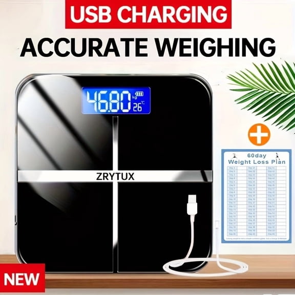 Smart Precision Weight Scale: 400Lb/200Kg Digital Bathroom Scale, HD LCD w/ Temp (°F), Ultra-Wide Platform, USB/Battery Powered