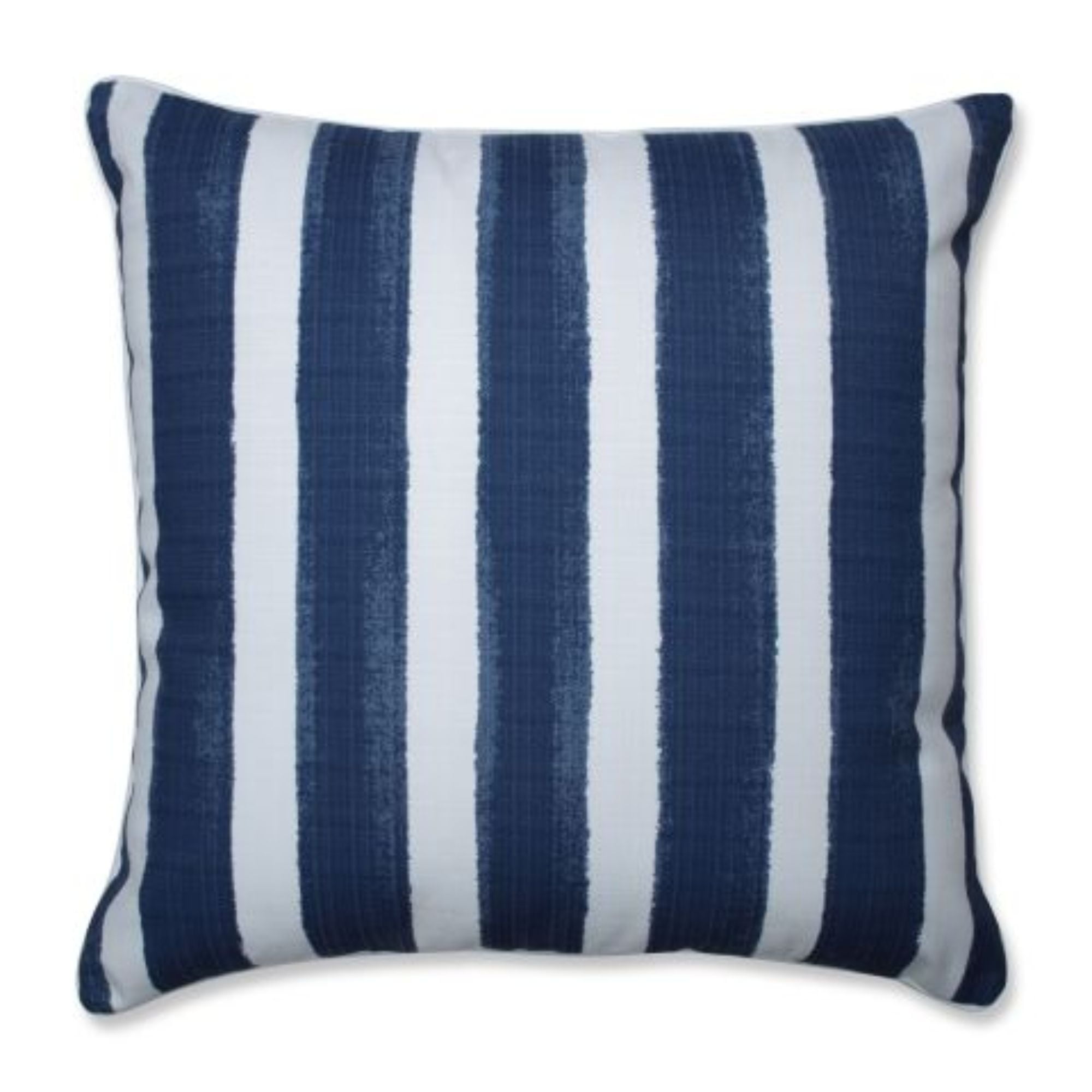 25" Blue and White Striped UV Resistant Outdoor Patio Square Floor Pillow