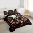 thumbnail image 3 of Castle Fairy Adults Floral Highland Cattle 3-Piece Queen Comforter Set, Rustic Animal Chic Flowers Lightweight Bedding, 3 of 8