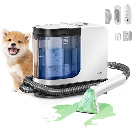 Portable Carpet Cleaner with 18 Kpa Suction for Pets Cars Furniture Upholstery Rugs Spot Cleaning White Ivory