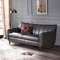 thumbnail image 3 of Bowery Hill Channel Back Leather Sofa in Gray, 3 of 14
