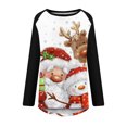 thumbnail image 4 of Ensembles de Femmes Dégagement Femmes Manches Longues Noël Impression Col Rond Pull Chemise T-Shirt Tops Blanc XL, 4 of 5