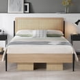 thumbnail image 3 of Eastvita Natural Rattan Full Bed Frame - White Oak Finish/Rattan Headboard/Platform Design with Under-Bed Storage, 3 of 6