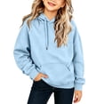 thumbnail image 6 of SERTG Girls Pullover Hoodie Drawstring Pocket Solid Color Long Sleeve Loose Fit Kids Casual School Daily Outdoor Wear Hooded Sweatshirt, 6 of 9