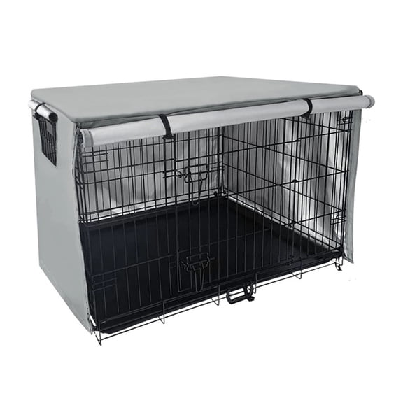Dog Crate Cover, Windproof Crate Covers for Dog Cages Breathable Dogs Kennel Covers Double Sided Zipper Cages Cover for Wire Cage Indoor Outdoor Protection （grey 94*61*63.5cm）