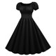 thumbnail image 4 of Vestido largo hasta la rodilla con cuello cuadrado y manga corta de color liso informal a la moda para mujer Pompotops ghjkhdj18477, 4 of 8