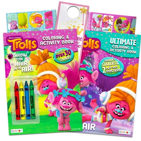 Dreamworks Trolls Coloring and Activity Book Set -- 2 Trolls Books ...