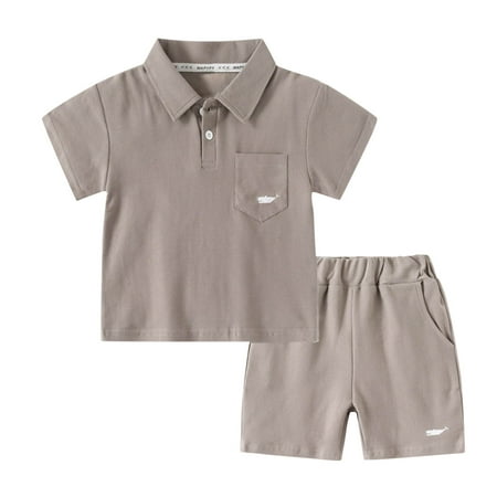 

CHEEREAM Toddler Boy Short Sleeve Pique Polo Shirt & Casual Shorts Set Kids Summer Clothes Suit 3-8T Little Boys Outfits