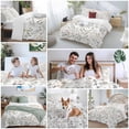 thumbnail image 5 of 3 Piece Grey Brown Botanical Duvet Cover Set Queen Size, Microfiber Comforter/Quilt Cover with Corner Ties and 2 Pillowcases, Summer Leaf Watercolor All Season Soft Bedding with Zipper Closure, 5 of 8