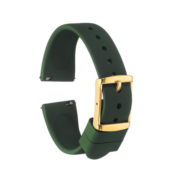 Uxcell Silicone Watch Band 18mm Quick Release Rubber Replacement Watch Strap with Stainless Steel Gold Clasp, Deep Green