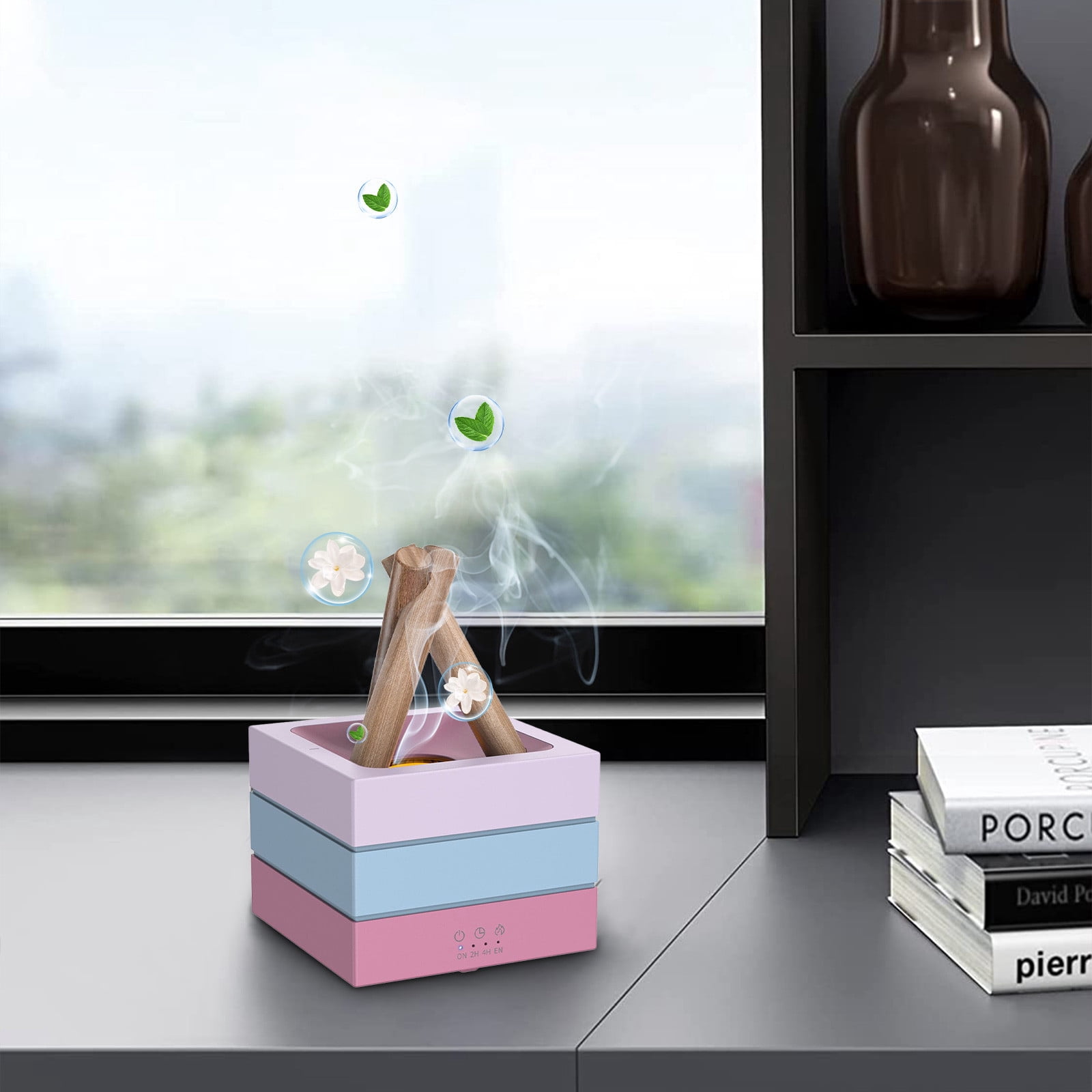 Daiosportswear USB Desk Aromatherapy Diffuser with 7-Color Gradient Flame, Air Humidifier, Small Appliance, Home Decor, Relaxation, office Use, Bonus Essential Oils