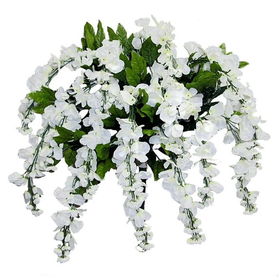 Admired by Nature Artificial Wisteria Hanging Flowers Bush, Cream